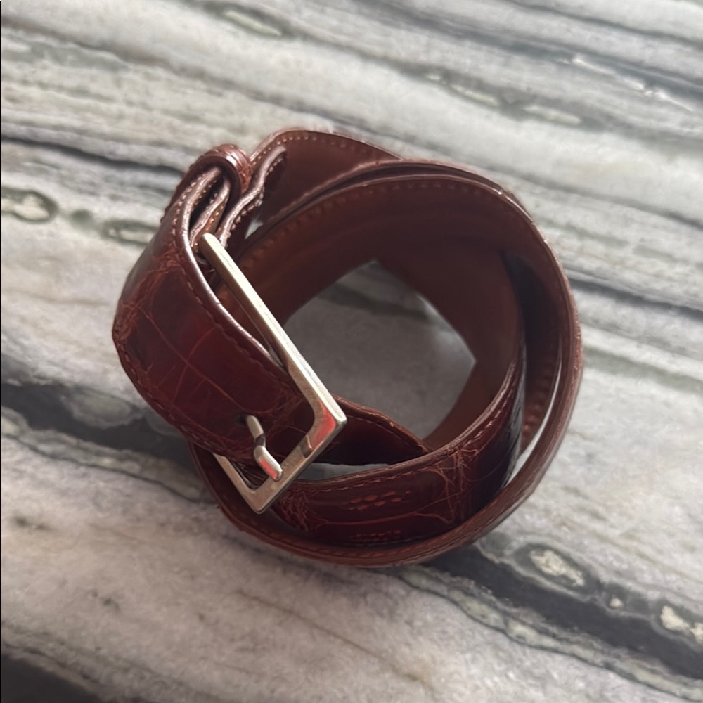 Men's Genuine Crocodile Leather Belt Brown